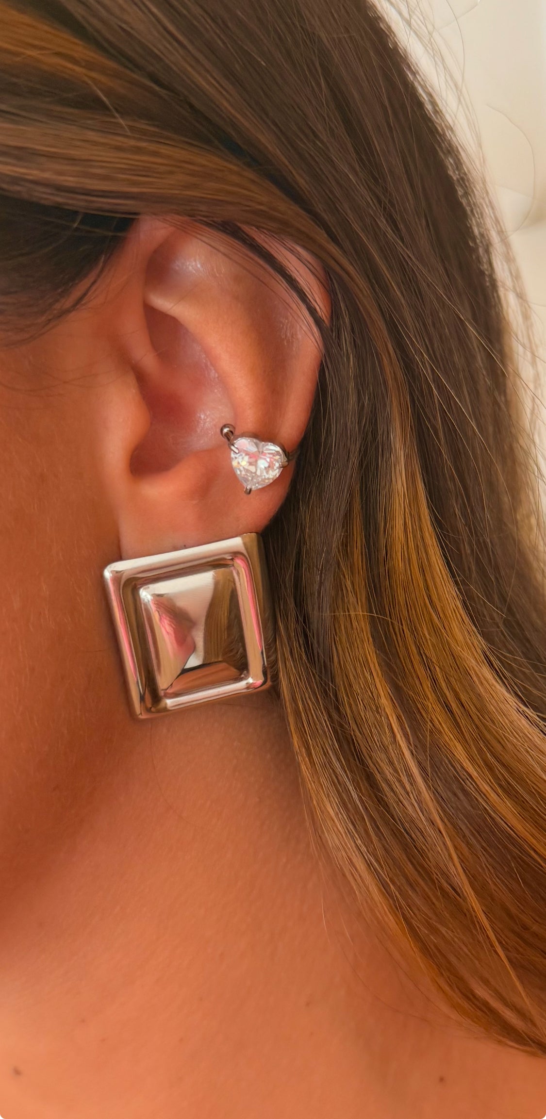 Earcuff pietra taglio cuore