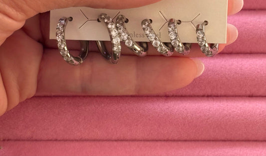 Set orecchini cerchio strass