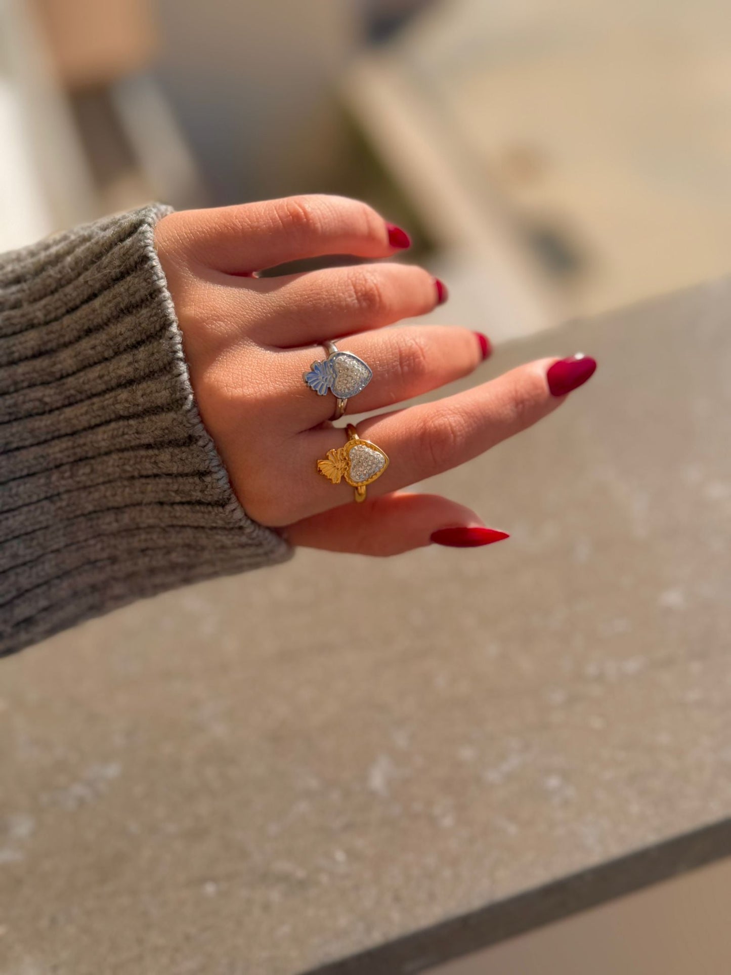 Anello Cuore Sacro Strass