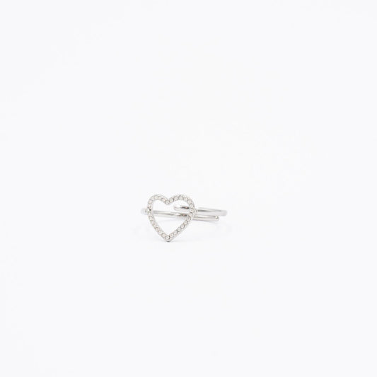 Anello Cuore forato strass