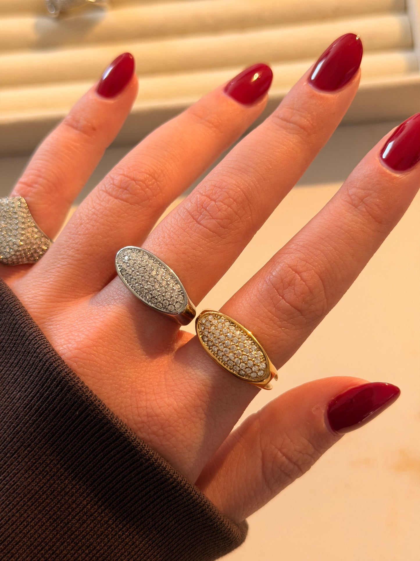 Anello Fede Dritta Strass