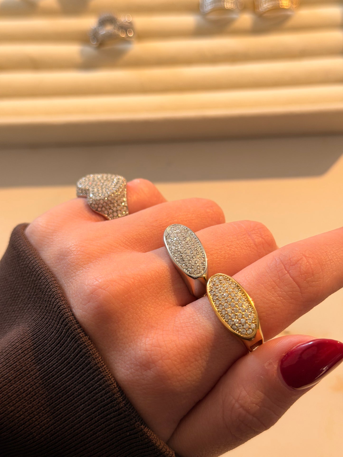 Anello Fede Dritta Strass