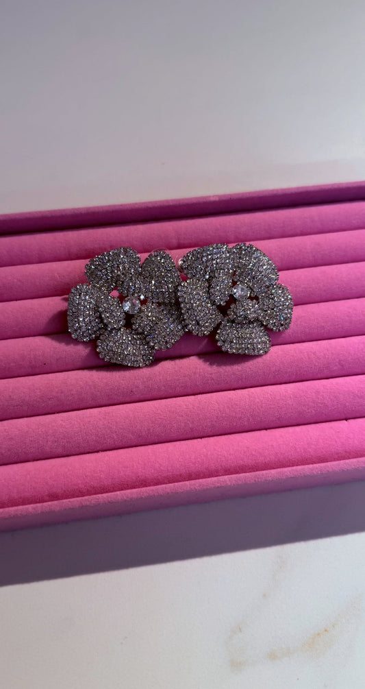 Orecchini Fiore Strass Big